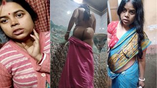 Boudi Bathing & Changing Clothes Showing Secretly
